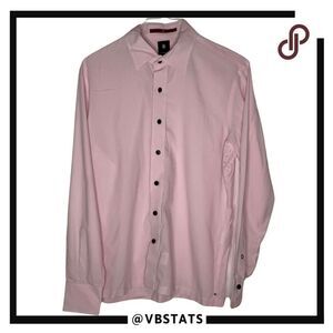 Victorinox Men's Slim Fit Collared Long Sleeve Button Down Shirt Pink Medium